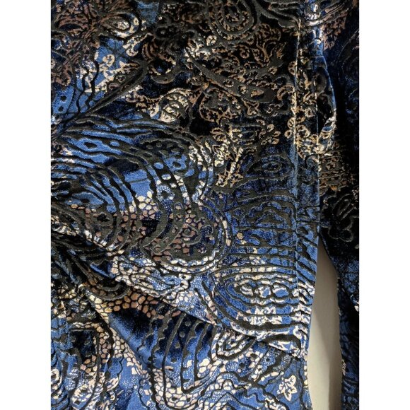 VTG Y2K Dressbarn Babydoll Top Womens Small Floral Velvet Burnout Holiday Gothic - Picture 3 of 11